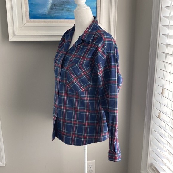 Vintage 62 East Tartan Plaid Button Navy Up Button Pocket Shirt Small - Picture 4 of 9